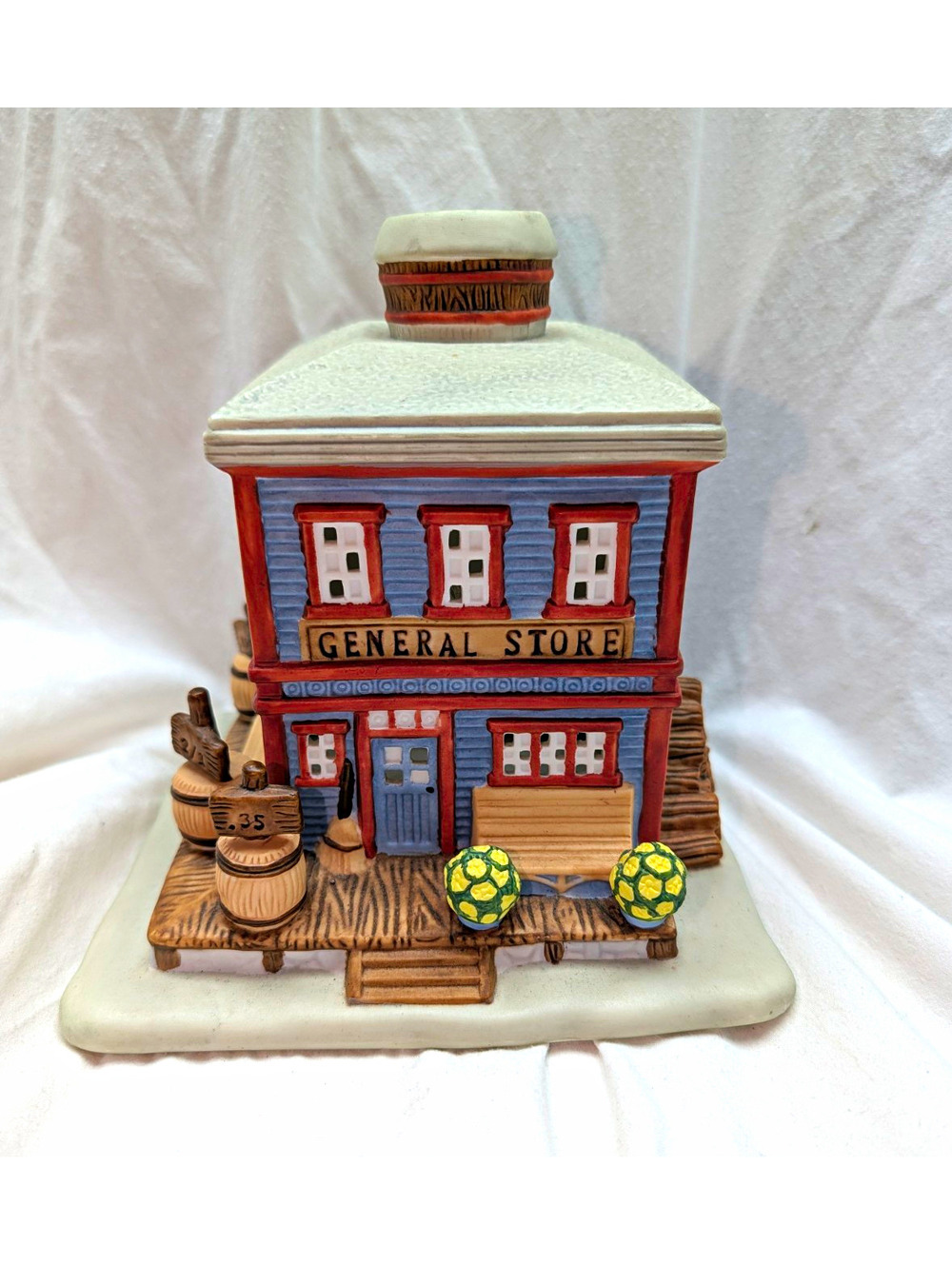 PartyLite General Store Ceramic Painted Tea Light Holder Small 7in 1990s